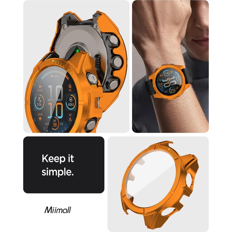 Miimall PC Case Compatible with Garmin Fenix 8 43mm/47mm/51mm,Shockproof Cover