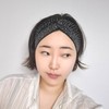 Wide Ribbed Twisted Hotfix Rhinestone Headband Bandana Yoga Black 2ea