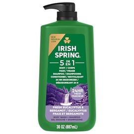 Irish Spring Gel de Ducha 5 en 1 para Hombres, Gel de Ducha para Hombres, Te Mantiene Fresco y Limpio por 24 Horas, Acondiciona y Limpia Cuerpo, Rostr