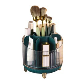 QKBZJUE Makeup Brush Holder 360 Rotating Large Capacity Cosmetic Organizer 7 Slot Makeup Organizer Container Desktop Storage Stationery Storage(Green)