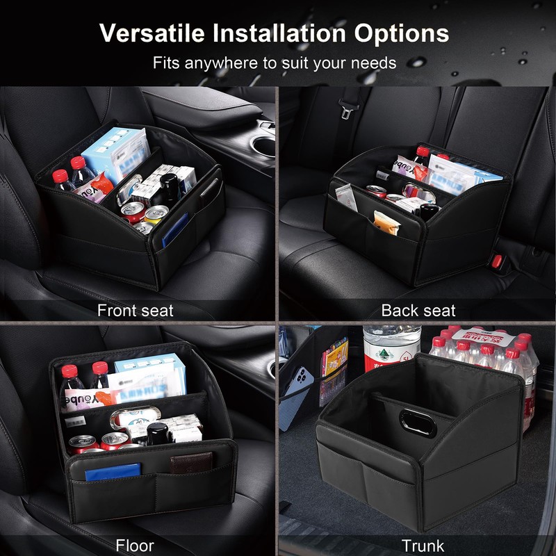 Uplien Car Storage Organizer [2025 UPDATED] Leather Car Caddy Basket