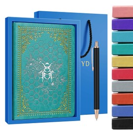 JOHSBYD Bee Gifts Bee Faux Leather Vintage Journal Notebook Honey Bee Gifts,Hardcover Notebook for Women Men,Bee Lover Gifts,200 Pages 100 Gsm Journal Notebook with Pen,1 Pack Green A5 (Bee Green)