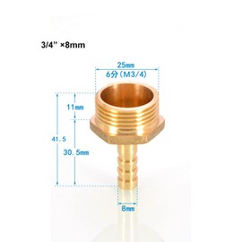 TopHomer 1Pcs BSP Hose Connector Brass Pipe Fitting 6mm/8mm/10mm/12mm/16mm/19mm/25mm, Hose Barb Tail Male BSP Thread Connector Joint Copper Coupler Adapter