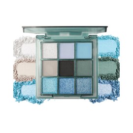 9 Farben Lidschatten Palette- Schwarz Gray Blue Cream Eyeshadow für Smokey Gothic Make-up, Feines Pulver, Glitzer Matt Lidschattenpalete, Hochpigmentierter Cool Tone Black Eyeshadow für Cosplay Party