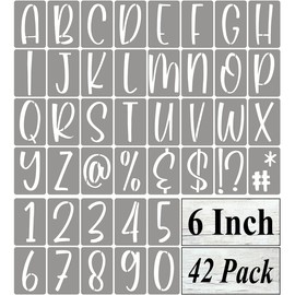 6 Inch Alphabet Letter Stencils for Painting - 42 Pack Letter and Number Stencil Templates with Signs for Painting on Wood, Reusable Letters and Numbers Stencils for Chalkboard Wood Signs & Wall Art
