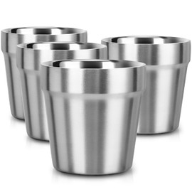 Beasea Stainless Steel Cups 8 oz, Metal Drinking Cups Set of 4, Stackable Stainless Steel Cups Double Wall Small Cup Insulated Drinking Cups Glasses for Home Restaurant Party Camping