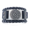 Vikings Vegvisir Viking Compass Leather Bracelet Metal Black Silver, Zinc