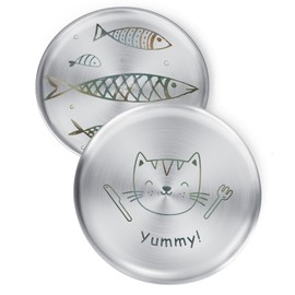2 Pcs Stainless Steel Cat Dishes, 6.7" Cat Food Bowls Whisker Friendly, Kitten Food Dish for Cats Puppies, Cute Flat Cat Plates