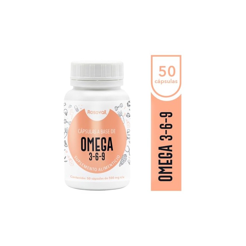 Omega 3-6-9, Cápsulas de 500 mg, 50 Cápsulas por Frasco