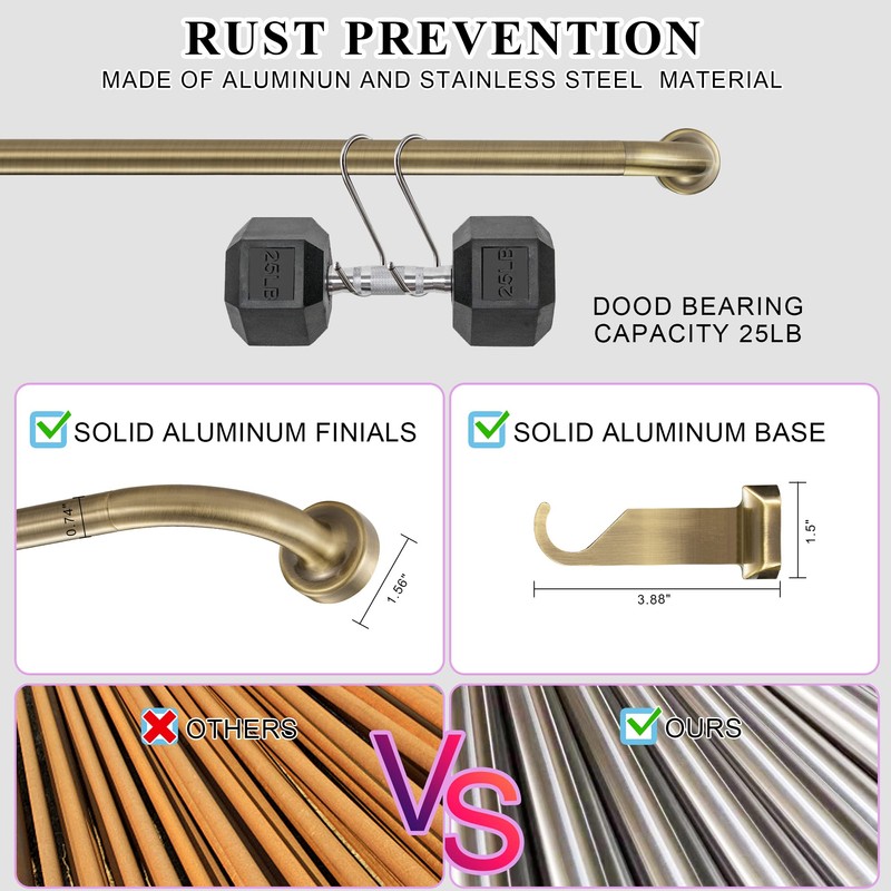2 Pack Antique Bronze Disc Curtain Rods, 48-84 Inches Window