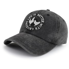 Tbstlumd Chicken Hat, Black, Baseball Cap for Men Women, Adjustable, Sun Protection, Farm Gifts for Dad Mom Grandpa Grandma, Birthday Anniversary