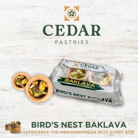 Cedar Pastries Pistachio Baklava 2-Pack On-The-Go Bird’s Nest – Case of 12 | Handmade Mediterranean Snack Pastries