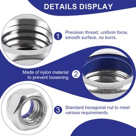 M10 Nuts, 40 Pieces Standard A2 V2A Self Locking Nuts, Stainless Steel M10 Nuts, Metric Hex Nuts, with 20 Pieces M10 Washers, Self Locking Nuts for M10 Screws