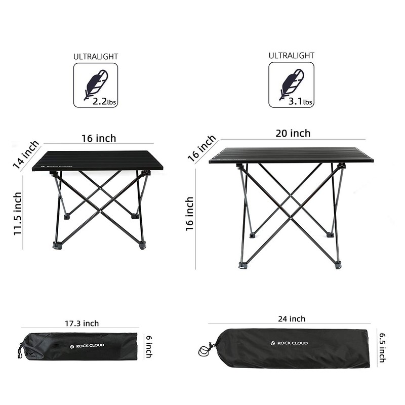 ROCK CLOUD Portable Camping Table Ultralight Aluminum Camp Table with