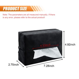 Car Tissue Holder, Rectangular Tissues Box Cover, Back Seat Tissue Dispenser for Kleenex Tissues, Car Napkin Holder with Elastic Band, Fits for Storage & Organizer (Black)