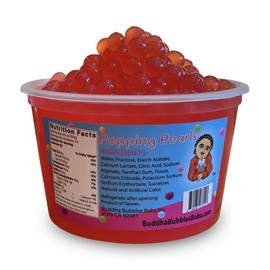 Premium Popping/Bursting Boba Pearls/Boba Bombs/Dessert Topping by Buddha Bubbles Boba (Starwberry Popping Pearls)