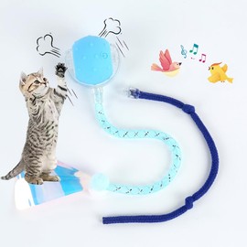 Hahbabya Interactive Cat Toys Ball for Indoor Cats,[2025 Newly Upgraded] Agile Moving Cat Ball with Elastic Mesh Tail,Automatic Kitten Toys for Bored Indoor Adult Cats,Motion Activated (Blue)