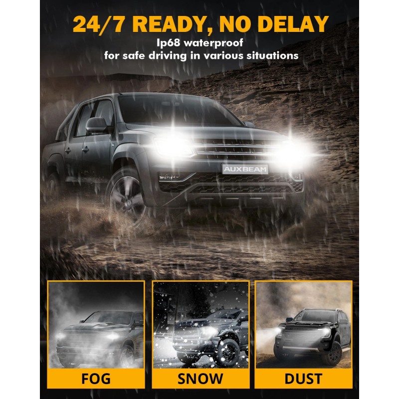 AUXBEAM H13 9008 High Low Beam LED Headlight Bulb 6500K