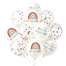 Pack of 30 Decorative Balloons, Rainbow First Day of School Balloons for Boys and Girls, First Day of School Helium Balloons, Colourful Finally School Child Balloon, for Children Start of School