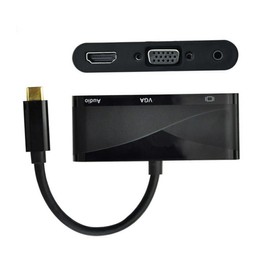 OSALADI USB Type-c to Vga Adapter with Audio Port Compact USB c to Vga Converter for Pro Pc and Supports Resolution Plug Play Design Black