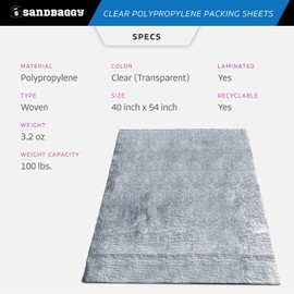 Sandbaggy 40 in. x 54 in. Clear Woven Polypropylene Packing Sheets (100 lb. Weight Capacity) - Laminated, Recyclable (40" x 54", Transparent, 8)