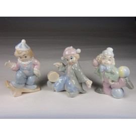 Cosmos Gifts Fine Porcelain Children Performing Clown Acts Set of 3 Figurines (3 pcs Set), 3" H