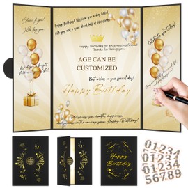 Black Gold 1st-99th Happy Birthday Cards 18 x 12 inches Birthday Signature Guest Book, Can DIY Birthday Party Decorations, Birthday Wishes Gift for Suitable for All Ages Men Women Funny Birthday Cards