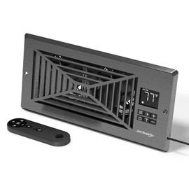 TURBRO Register Booster Fan, Fits 4” x 10” Register Holes, Enhances HVAC Airflow, 4-way Vent Grille, 10-speed Fan, Intelligent LCD Controller, Thermal Probe, Thermostat Control, Remote Control, Grey