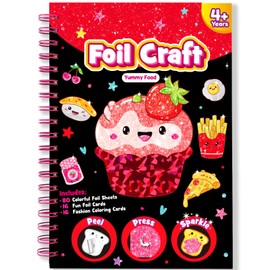 LIKYMO Foil Art for Kids - Foil Fun Food & Dessert Art and Craft for Kids, No Mess Creative DIY Activity Toys for 4 5 6 7 Year Old Girls Boys Gifts
