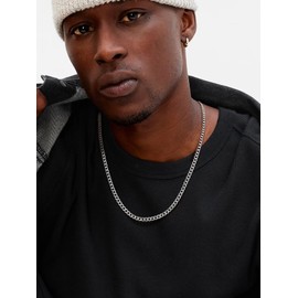 GOLDCHIC JEWELRY Stainless Steel Tin Holder Chain Classic Men's Chains in Width 4/6/9 mm, Stainless Steel Tin Holder Chains with Silver/Gold, 2 Colours in 40-76 cm, Perfect Gift for Men/Women, Metal,