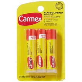 Carmex Classic Lip Balm Original 0.15oz, 3 barras (0.15 onzas, 3 unidades, paquete de 1)