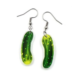 Whimsical Dill Pickle Cucumber Earrings - Playful Accessory for Food Enthusiasts-Pickle