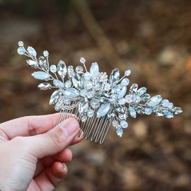 Handcess Bride Wedding Hair Combs Silver Crystal Headpiece Rhinestone Bridal Hair Accessories for Women and Girls