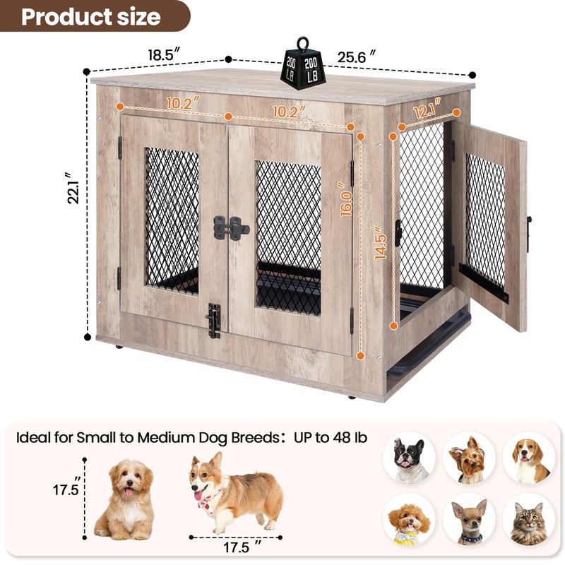 Agitree Pet Crate Furniture End Table - Rustic Style Small