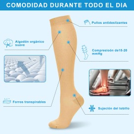 Medias Calcetas Compresión Alivia Varices Y Anti-fatiga 6par Nude G
