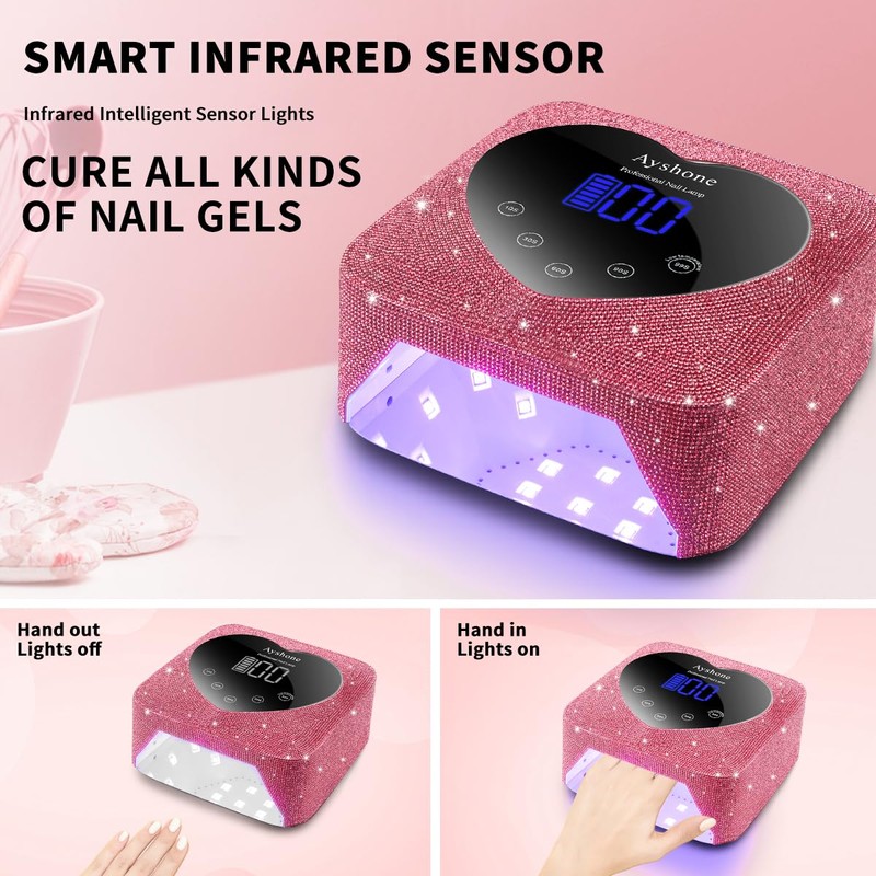 Ayshone Cordless UV LED Nail Lamp,72W Rechargeable Nail Dryer Gel