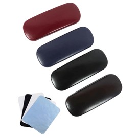 Pack of 4 Glasses Case Hard Case with Glasses Cleaning Cloth, Hard Case for Glasses and Sunglasses, Suitable for Women, Men, Colour 2