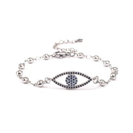 Evil Eye Bracelet for Women Adjustable Link Chain Eye Jewelry for Girl Fashion Bracelets for women (silver)