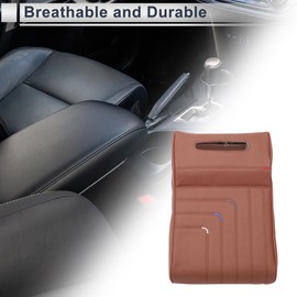 X AUTOHAUX Car Center Console Cover Car Armrest Cover with Tissue Box 13.39"x8.66"x3.15" Brown Napa Leather,Memory Foam