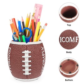 Pen Holder for Desk Office Supplies Organizer Essentials Cool Football Pencil Cup for Home Desktop Accessories Storage Stuff Funny Makeup Brush Holder Office Decor Christmas Gifts for Kids Teacher