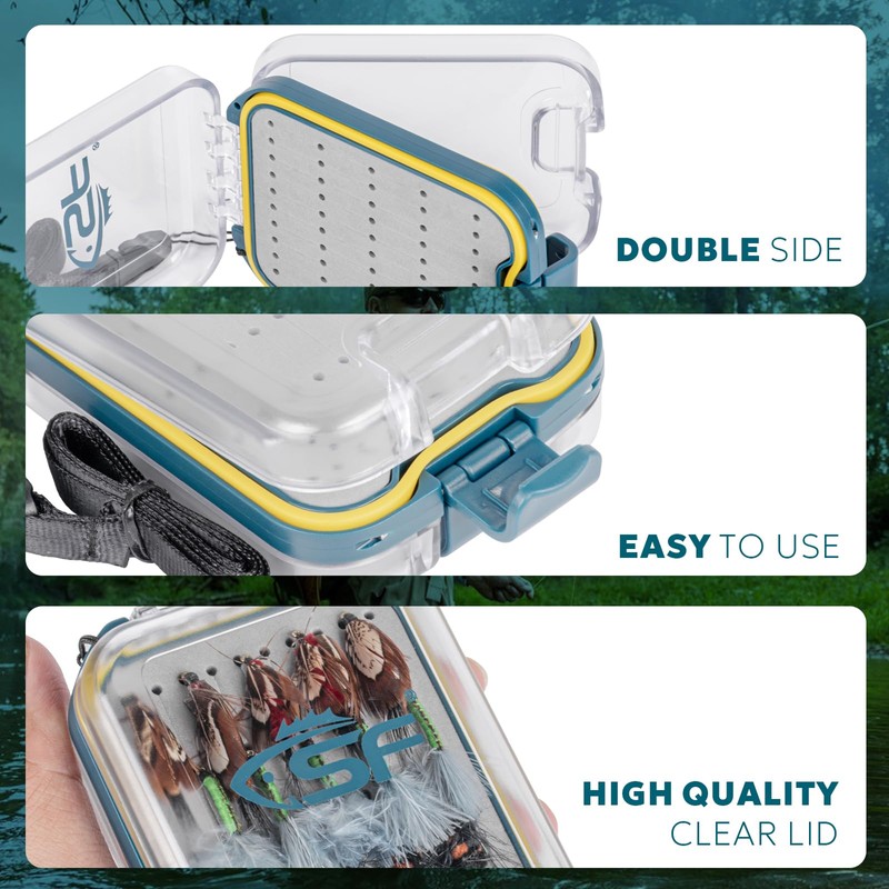 SF Fly Fishing Box Pocket Waterproof Plastic Double Side with