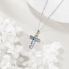 AINFQY Cross Necklace 925 Sterling Silver Turquoise Mountains Necklace Faith