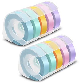 Pristar Cinta de etiquetas de relieve 3D de plástico autoadhesiva compatible para etiquetadoras Dymo Organizer Xpress Pro, Office Mate II, 3/8 pulg X 