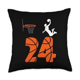 Slam Dunk Basketball Birthday Gifts 24 Year Old Slam Dunk Its My 24th Birthday Basketball Throw Pillow, 18x18, Multicolor