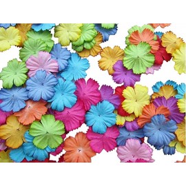 RATREE 888 Handmade100 pcs Patch Starburst Flowers 29x29mm Mulberry Paper Flowers Scrapbooking Wedding DIY Craft Supplies Card Artificial Flowers 10 Colors