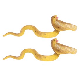 2pcs Simulation Snake Toy Realistic Full Core Plastic Yellow Snake Model for Collection Children Education