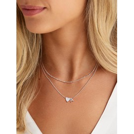 Suplight Heart Initial Necklaces for Women Stainless Steel A Initial Necklace Dainty Letter Layered Necklace Gift for Women Daughter Wife