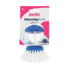 Sorbo Quick and Easy Round Dispensing Dish Brush, Pot Brush, Comfort Grip, Strong and Durable, Everyday Essential Item, Assorted Colours