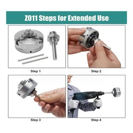 DHYAWUER 4 Jaw Lathe Chuck, Silver Sturdy with Wrench and Connecting Rod,for Woodworking Lathes