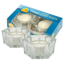 Crystal Tealight Holder - Shabbat Travel Candles - 2 Pack